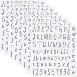 Autocollants Lettres &Agrave; Paillettes,8 Feuilles 640pcs Alphabet Lettres Et Chiffres Autocollant Stickers Adhesifs Pour Num&eacute;ros De Bo&icirc;te Aux Lettres Porte Panneau Fen&ecirc;tre Adresse Mariage Carte (Argent) - Neuf