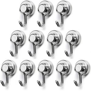 Jexnovashop-Crochets Magn&eacute;tiques Petite, Puissants Aimants N&eacute;odyme Avec Mini Crochets, Capacit&eacute; De Charge Maximale De 8kg, Pour Cuisine, R&eacute;frig&eacute;rateur, Bureau 12 Pi&egrave;ces - Neuf