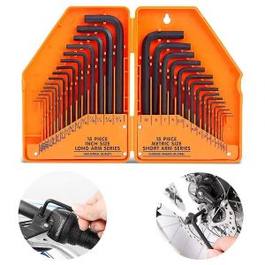 Jeu de 30 cl&eacute;s hexagonales, jeu de cl&eacute;s Allen en pouces/m&eacute;triques - Neuf