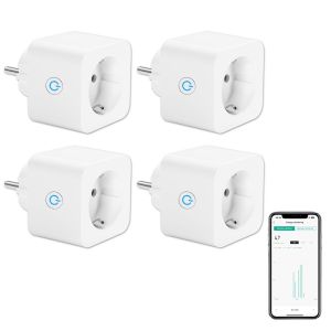 Prise Connect&eacute;e WiFi 16A Mesure de Consommation &Eacute;lectrique Prise Intelligente compatible avec Alexa/Google Home, APP Contr&ocirc;le, Horaires & Minuterie&iquest;4PCs - Neuf