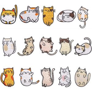 Kalanka-15 Pi&egrave;ces Patchs Thermocollants Pour Enfants Chats Ecusson Thermocollant Chat Patch Thermocollant Ecusson &Agrave; Coudre Mignon Thermocollant Ecusson &Agrave; Coudre Pour Diy V&ecirc;tement, T-Shirt,Jeans, Chap - Neuf