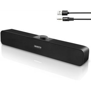 KALANKA-Haut-Parleurs PC, Enceintes d'Ordinateur USB 2.0 2 * 3W 3,5mm Barre de Son PC Filaire Alimenté avec 2 Diaphragmes Portatifs Stéréo 3D, Barre Audio pour Bureau Carnet Laptop, Plug and Play - Neuf