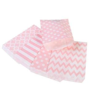 48pcs Striped Polka Dot Chevron Wedding Candy Bar Bags Party Gift Bags Paper Bag (Pink) - Neuf