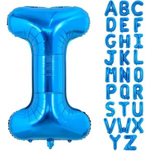 Grand Ballon Bleu I - Lettre De 40 Pouces En H&eacute;lium, Feuille D'Aluminium Film Polyester Pour F&ecirc;te D'Anniversaire Et Saint-Valentin - Neuf