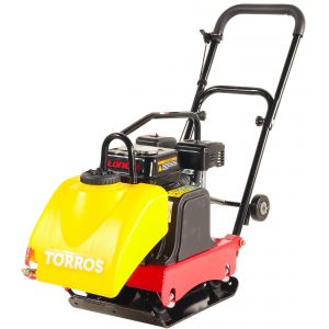 Compacteur &agrave; plaque vibrante 12,1 kN - Avec r&eacute;servoir d'eau - Moteur essence 6,5ch - Plaque 48 x 36 cm Torros TPT1205W - Neuf