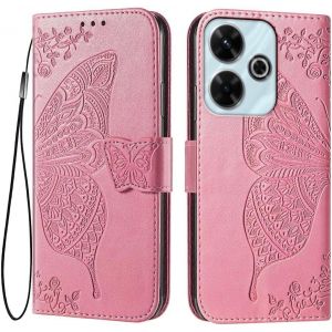 Kal-Coque Pour Redmi 13 (4g) / Poco M6 (4g) / Redmi 13 5g / Poco M6 Plus 5g (6.79"" Inches) Etui Flip Magnétique Avec 3 Fentes Pour Cartes 1 Portefeuille, Housse - Rose - Neuf