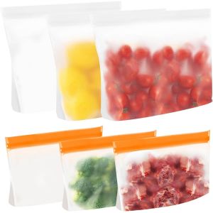 LETNERNY-6 Pi&egrave;ces Sacs De Rangement R&eacute;utilisables, Sacs De Cong&eacute;lation Sans Bpa,Alimentaires En Silicone Sacs &Agrave; Lunch &Eacute;tanches Pour Le Voyage - Neuf