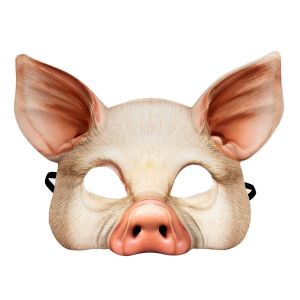 Demi-cochon d'horreur pour Halloween, mascarade, cosplay, festival, d&eacute;coration de f&ecirc;te, boule demi-visage de cochon rose - Neuf