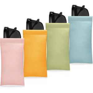 BNHGO-Sac à Lunettes en cuir souple,Étui Auto-Fermeture pour Lunettes 2 Pièces pour Gadgets, Lentilles, Lunettes de Soleil - Femmes Hommes - Souple Anti-Rayures pour Voyage et Jour Jour - 17 x 9 cm - Neuf