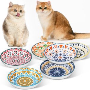 Cmws-Gamelle Chat, 6 Pièces Colorés Gamelle En Céramique Pour Chats, Gamelle Pour Chat Bol Chaton Assiette Chat Pour La Nourriture Et L'eau, Bol Pour Chat Et Chien 250ml - Neuf