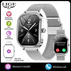 Nouvelle Mode Montre Intelligente Femmes 1.75 Pouces &Eacute;cran Incurv&eacute; Fr&eacute;quence Cardiaque Fitness Bracelet Ip68 &Eacute;tanche Bluetooth Appel Smartwatch Dame.Silver Mesh. - Neuf