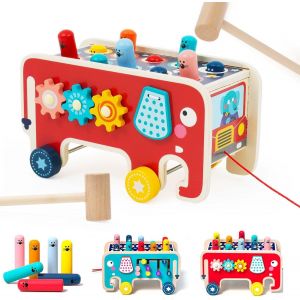 JGD-Montessori Marteau en Bois Jouet,Jouet &eacute;ducatif en Bois pour Marteler,Frapper et Tirer,Xylophone,Cadeau pour Les Gar&ccedil;ons et Filles de 1 2 3 4 Ans. - Neuf