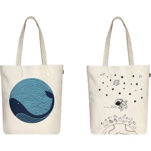 Sjzg-Ecoright Aesthetic Canvas Tote Bags For Women, Reusable Tote Bag With Zip, Ideal For Grocery, Shopping, Travel, School - Neuf