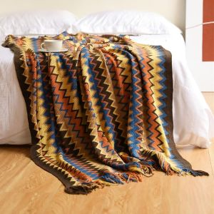 (Cafe) De Style Nordique Boheme Couverture De Tricot Avec Des Glands Decoratifs En Acrylique Tricote Jeter Pour Le Canape, Le Fauteuil, Le Lit, Le Canape, Le Soft Chunky Couverture - Neuf