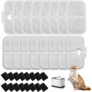 32 Pièces Filtre de Fontaine à Eau pour Chat Emballé pour Fontaine à Eau pour Chat PLWF105/PLWF115/PLWF005,16 Cartouches Filtrantes et 16 Eponges en Mousse - Neuf