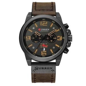 Montre De Sport Militaire Chronographe &Agrave; Quartz En Cuir &iquest; Cadran 47 Mm, Bracelet 23 Pouces, &Eacute;tanche 3 Bars - Neuf