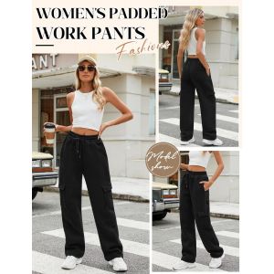 Pantalon Polaire Jogging Femme Hiver Chaud Pantalons De Sport Coton Pantalon Cargo Avec Cordon De Serrage Sportswear Chaud Longue Sweatpants Large Avec Multiples Poches - Neuf