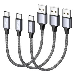 TRAHOO-C&acirc;ble USB C Charge Rapide [Lot de 3, 0.5m] Cable USB C vers USB 3A Cable USB Type C Chargeur Nylon Tress&eacute; Cable USBC pour iPhone 17 16 15 Pro Max Plus, Galaxy S25 S24 S23, MacBook, Pixel - Neuf