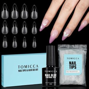 Capsule Americaine Colle Faux Ongles Transparent Couverture Compl&egrave;te, 4 En 1, Stiletto Long Avec, 120 Pi&egrave;ces 12 Tailles - Neuf