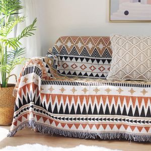 Ulteronixshop-Plaid Azt&egrave;que Navajo Couverture Plaid En Coton Tiss&eacute; Avec Gland Style Ethnique Tribal Motif G&eacute;om&eacute;trique R&eacute;versible Couverture D&eacute;corative Jet&eacute; De Lit Jet&eacute; De Canap&eacute; Tapisserie Nappes Tap - Neuf