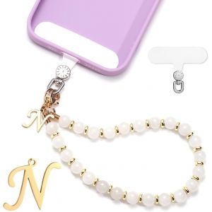 Kal-Jeu Bracelet De Téléphone Perles, Charme De Téléphone Initiales Dragonne De Téléphone Avec Patch Pour Lanière De Téléphone Mains Libres Bracelet De Téléphone Pour Femmes Filles - Neuf