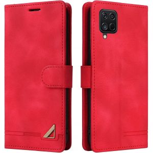 KAL-CoquePourSamsungGalaxyA224G/M324G/F22/M224G,ÉtuiDeProtectionDePortefeuilleAntichocDeFentePourCarte,SupportDeCarteÀRabatEnCuirEnPuÉtui(Rouge) - Neuf
