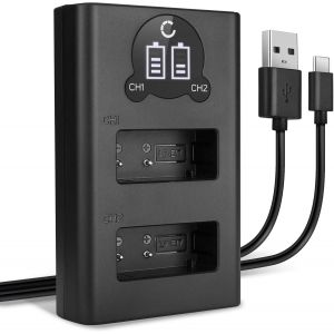 Chargeur Double LP-E17 Smart et Rapide Compatible avec Canon EOS 200D 250D 800D 77D 760D 750D, EOS M6 Mark II M3 M5, EOS RP, Rebel SL2 T6i Kiss X8i Alimentation Dual LC-E17 de Charge - Neuf