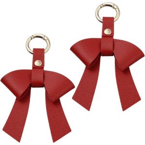 KAL-2 Porte Cl&eacute;s &Eacute;l&eacute;gant En Cuir Pu Avec Noeud Rouge Pour Femme Petit Porte Cl&eacute;s De Voiture &Eacute;l&eacute;gant Avec Fermoir Pour Sac &Agrave; Main Sac &Agrave; Main Accessoires - Neuf