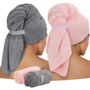 2 Pièces Serviettes Microfibre Pour Cheveux Longs,Cheveux Séchage Serviettes 100x 60 Cm Turban Cheveux Séchage Rapide Super Absorbantes.[O135] - Neuf