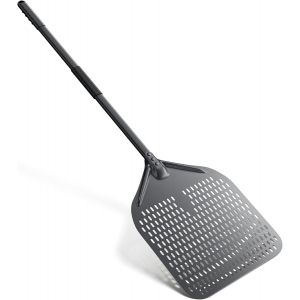 ASFASFq-Pelle à pizza, 34,7 x 118 cm, perforée, en aluminium anodisé dur, pour glisser facilement sur la pierre à pizza, rectangulaire, grande surface et poignée amovible pour barbecue, four à pizza - Neuf