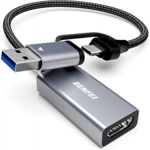 Video/Audio Capture Card,Carte de Capture 1080P 60FPS HDMI vers USB C/A 3.0 Record Video Audio,pour Streaming vidéo en Direct Enregistrement vidéo ou Diffusion en Direct - Neuf