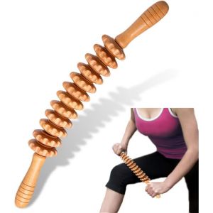 Rouleau De Massage Corporel En Bois, Masseur Anti Cellulite, Pour Maderoth&eacute;rapie Corps Et Drainage Lymphatique, B&acirc;ton De Massage Musculaire - Neuf