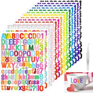 14 Feuilles Lettres Autocollantes,1764 Pi&egrave;ces Stickers Lettres Alphabet,Vinyle Autocollants Num&eacute;ro Alphabet Color&eacute;,&Eacute;tanche Lettre Adhesive Stickers Pour Scrapbooking,Cartes De V?Ux - Neuf