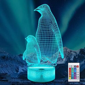 Penguin2 Veilleuse Led Illusion 3d Avec 16 Couleurs Changeantes + T&eacute;l&eacute;commande,D&eacute;coration De Chambre D'enfant,Cadeau D'anniversaire Pour Gar&ccedil;ons Et Filles - Neuf