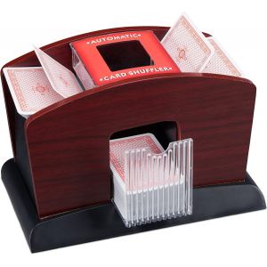 Mixeur De Cartes Électrique Noir-Brun, Bois, 4 Jeux, Mélangeur De Cartes Pour Cartes À Mélanger, Standard.[G72] - Neuf