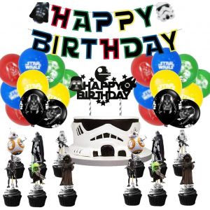 ChicSlick-Dessin Animé Wars Décoration D'Anniversaire, Star Ballons À Thème, Banderole Joyeux Anniversaire, Ensemble De Décoration De Fête Ballons Wars Idéal Pour Décorer Vos Fêtes[X1298] - Neuf