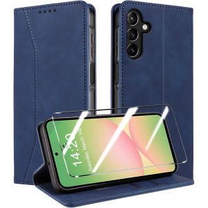 Case For Samsung Galaxy A56/A36 5g + Screen Protector, [Rfid Blocking], Premium Pu Leather Protective Case, [Card Slots] Magnetic Flip Case, Anti-Vibration  Grass Green - Neuf