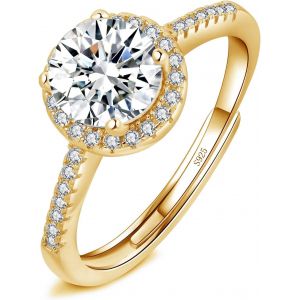 Kahfl-Femme Bague Ouverte Argent Fin 925 Avec Zircon Cubique 5a Blanc,Bague R&eacute;glable Hypoallerg&eacute;nique Pour Femme Fille,Bague De Fian&ccedil;ailles Mariage Ronde Carr&eacute;e En Forme De Coeur,Cadeau D'amour - Neuf