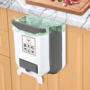 Tianyi-Poubelle Cuisine Pliable, 2,4 Gallons Suspendue Poubelle Murale Avec Rangement De Sac Poubelle, Placard Poubelle Porte Cuisine Pour Cuisine Camping, Portes D'armoires Chambre Bureau Salle De B - Neuf