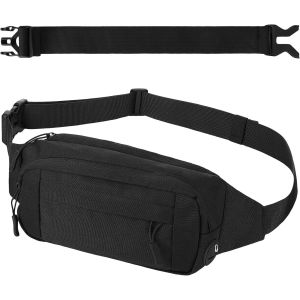 SJZG-Sac Banane Avec Une Ceinture Prolong&eacute;e De 30 Cm Pour Homme Et Femme, Convient Pour Les Voyages Et Toutes Les Activit&eacute;s De Plein Air (Noir) - Neuf