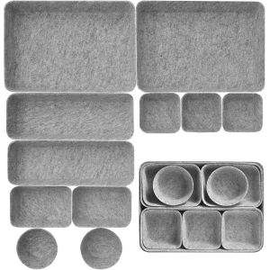 Mevronisshop-11 Pi&egrave;ces Organisateur Tiroir, Compartiment Rangement Tiroir Empilable, Rangement Maquillage Organisateur, 5 Tailles Bo&icirc;te En Feutre, Pour Bureau, Salon, Coiffeuse, Armoire - Neuf