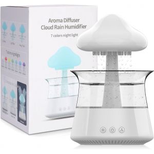 CHECARZHN--NO1-2023 Humidificateur D'Air Nuageux Diffuseur D'Huile Essentielle Avec 7 Lumières Led De Couleur, Nano Diffuseur De Brume Et Humidificateur Pour Grandes Pièces, Chambre Et Maison (Blanc) - Neuf