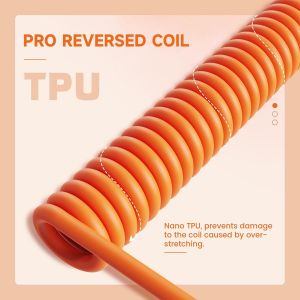 C01Ultra C&acirc;ble de Clavier Spiral&eacute; avec &Eacute;clairage RGB,Pro USB-C C&acirc;ble pour Clavier M&eacute;canique 8KHz,Type-C vers USB-A,Coiled Cable avec Connecteur D'aviation En M&eacute;tal,56.5In-Orange - Neuf