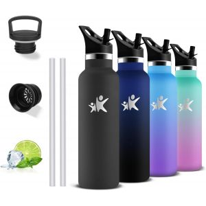 Kalanka-Gourde 500ml, Gourde Isotherme, Bouteille Isotherme, Anti Fuite, Avec Paille, 24h Froid & 12h Chaud, Double Isolation, Bouteilles Isothermes, Reutilisable, Bouteille Inox Pour &Eacute;cole, Bureau, - Neuf