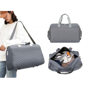 Sac de voyage gris avec sangle pour chariot, id&eacute;al pour les voyages en cabine ou en salle de sport - Neuf