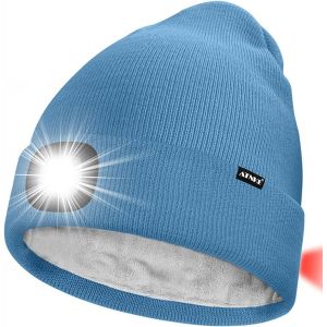 Unisexe 8 Led Bonnet Lampe Frontale,Usb Rechargeable Rouge Feu Arri&egrave;re Clignotant Chapeau De Course Lumi&egrave;re Chaud Polaire Doubl&eacute;e Tricot Bonnet Cadeaux Pour Hommes Et Femmes - Neuf