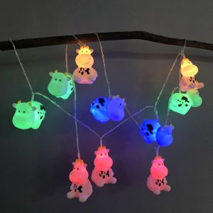 KAL-1.65 M 10 Led Chambre D'Enfants Mignon Animal Veilleuses,Vache Guirlande Lumineuse Pour Vacances Arbre Lumières Décoratives Fête Cour Jardin Enfants Salon Décor (Vache) - Neuf