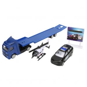 Lot de 4 vehicules de grande taille en alliage, modele de camion, voiture de police, cadeau pour enfants - Neuf