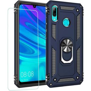 Kal-Kompatibel Für Coque Huawei P Smart 2019,Etui + Film De Verre Trempé Magnétique Support Armure Robuste Antichoc Silicone Tpu 360 Degré Cas De Téléphone De Voiture Bumper-Bleu - Neuf