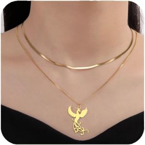 Kal-Collier Phoenix Pour Femmes Collier Pendentif Oiseau De Feu Phoenix En Acier Inoxydable Pour Hommes Cadeaux De Bijoux Tendance - Neuf